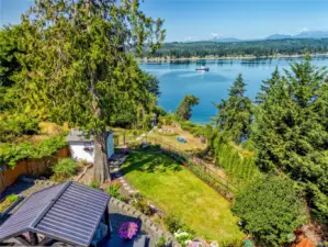 Birds eye view of backyard and views!