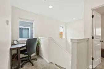 Nook at the top of the stairs is a perfect office space