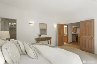 Double doors and sconce lighting.