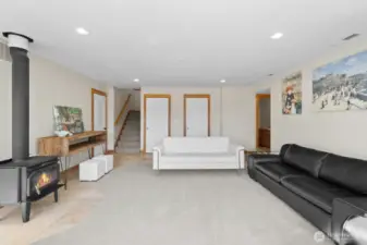 downstairs