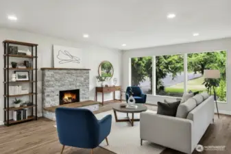Living room virtually staged.