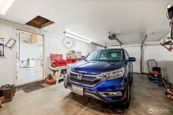 Garage with workshop space