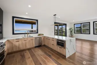 & waterfall quartz countertops!