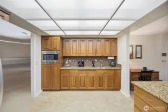 Kitchen wet bar and microwave