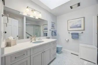 Main bath with skylight updated in 2018