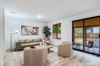 Great view from family room to huge yard