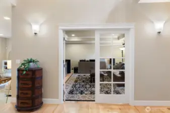 French doors lead to entry