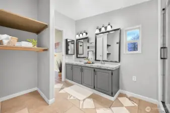 Lots of storage in primary bathroom