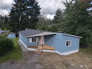 All one level 3 bedrooms  2 Full Bathrooms manufactured home on it's own land. No leased land here. Large fenced yard.