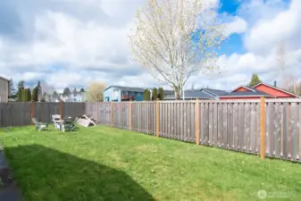 Huge back yard partially fenced. Private setting.