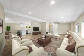 Living room to kitchen  Virtually Staged