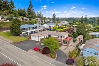 Aerial front of house.
