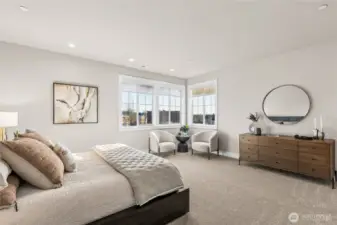 Spacious Primary Suite has views to Mt. Rainier on clear days!