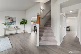 Let's head up stairs! Don't forget the hall coat closet!