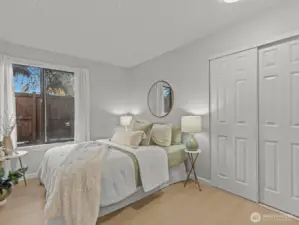 The 1st door on the right down the hall is this great bedroom with double closets.