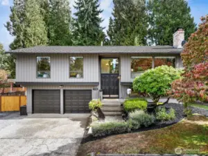 Front of home - fresh exterior paint and landscaping on a quiet culd-de-sac