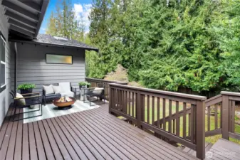 Refreshed entertaining deck off Kitchen