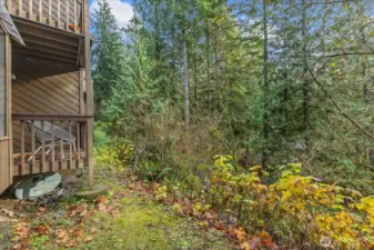 Private 'backyard,' no paths or roads below, just Snowline in the distance.