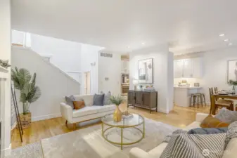 Living and dinging room flows perfectly.