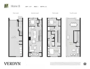 3BR B plan. Provided for general reference.  Details may vary.