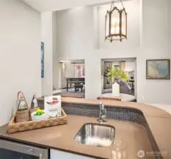 Wet Bar opens off the dining room in the 'Atrium'