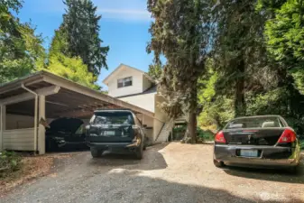 Covered 2-car carport, plus additional parking for 4 more vehicles