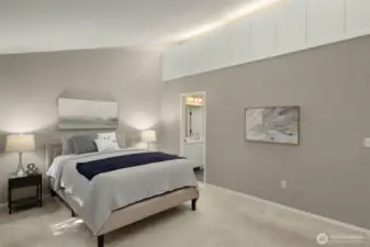 Upper cabinets in primary suite adds additional storage