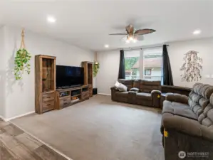 Large family room with south facing windows.