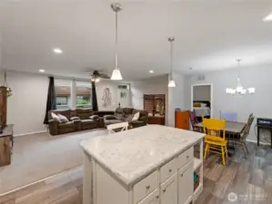 Large island with outlets and space for barstools