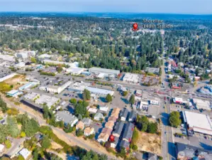 A five minute drive to the light rail station. Train goes through downtown all the way to SeaTac.