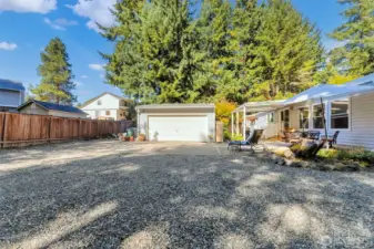 Large parking area including RV with 2 car detached garage!