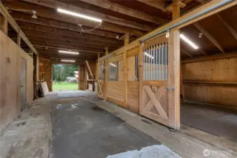 Inside the barn.