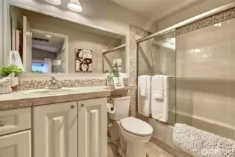Spacious guest bathroom