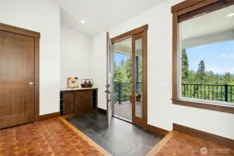 Sunken Tile Entry with under lighting at step