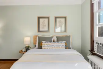 Open space for this studio; plenty of room for a bed and living room set.