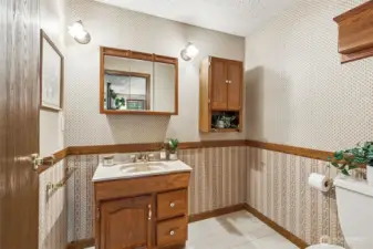 Half bath off of the family room
