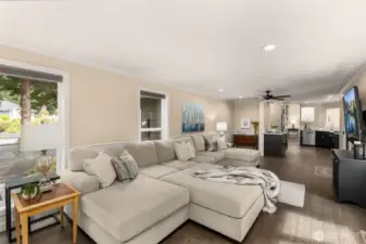 Massive Family Room with endless windows, Hardwood floors and possible add on of 4th bedroom.