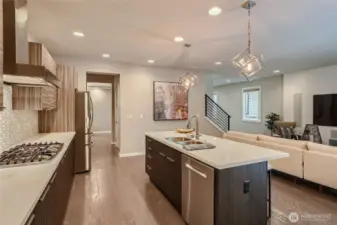 view from kitchen to hallway with pantry