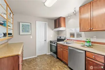 Through the door is a full bathroom.  All appliance stay