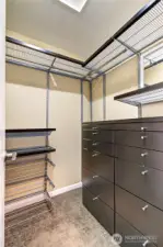 Closet Organizer in primary bathroom