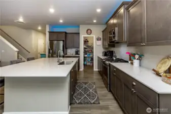 Lots of cabinetry with walk in pantry and huge island for entertaining!
