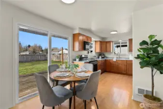 Kitchen and dining area flow for ease in entertaining