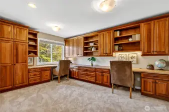 4th bedroom has extensive office built ins.