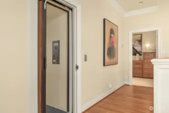 The elevator is serviced 2x per year by TK Elevators and will wisk you to all levels of the home.