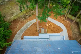 An aerial view showing just how expansive the back yard is - and surprisingly private as well.