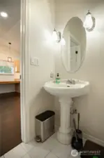 Guest half bath off of bonus room