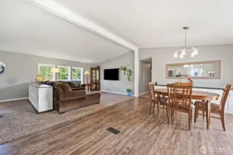Spacious, combined living and dining area with an open floor plan.