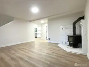 Living Room with wood stove