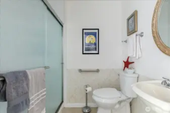 Downstairs bath with large walk-in shower.