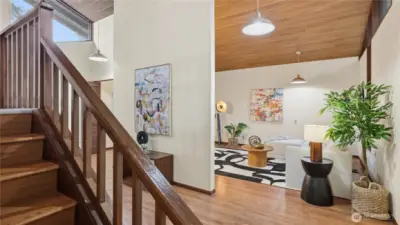 Flexi room on split can be used for work or play; staged here as a media room.